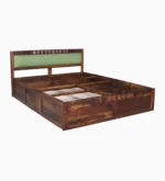 Taldric Mango Wood Queen Size Hydraulic Storage Bed in Pecan Brown Finish - Image 3