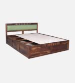 Taldric Mango Wood Queen Size Hydraulic Storage Bed in Pecan Brown Finish - Image 6