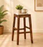 Tavian Premium Wooden Bar Stool with Ergonomic Back Support