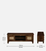 Timbelo Sheesham Wood Entertainment Unit with Rustic Brown Finish - Image 3