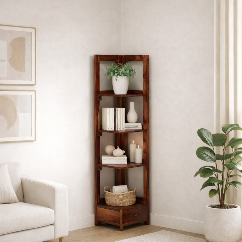 Unnati Solid Sheesham Wood Bookshelf in Honey Teak Finish classic wood (1) Unnati Solid Sheesham Wood Bookshelf in Honey Teak Finish - Image 1
