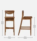 Urlano Solid Wood Bar Chairs in Dark Oak Finish (Set of 2) - Image 2