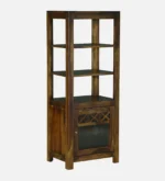 Varunex Mango Wood Bookshelf with Waterfall Edge Top in Blue Wash Finish - Image 3