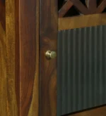 Varunex Mango Wood Bookshelf with Waterfall Edge Top in Blue Wash Finish - Image 4