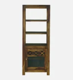 Varunex Mango Wood Bookshelf with Waterfall Edge Top in Blue Wash Finish - Image 7