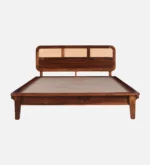 Welvorn Acacia Wood Queen Size Bed Without Storage in Wheat Walnut Finish - Image 2