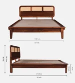 Welvorn Acacia Wood Queen Size Bed Without Storage in Wheat Walnut Finish - Image 5