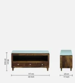 Woodmira Mango Wood TV Unit with 2 Cabinets and Open Display Shelf - Image 4