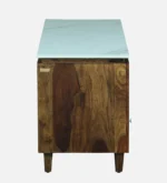 Woodmira Mango Wood TV Unit with 2 Cabinets and Open Display Shelf - Image 5
