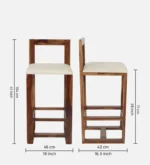 Yelron Solid Wood High Chairs in Warm Chestnut Finish (Set of 2) - Image 5
