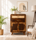 Yuvan Sheesham Wood Storage And Display Cabinet In Teak Finish