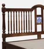 Zelvyn Teak Solid Wood Queen Size Hydraulic Bed With Storage in Copper Teak Finish - Image 2