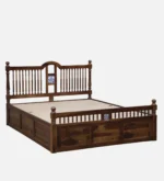 Zelvyn Teak Solid Wood Queen Size Hydraulic Bed With Storage in Copper Teak Finish - Image 3