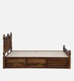 Zelvyn Teak Solid Wood Queen Size Hydraulic Bed With Storage in Copper Teak Finish - Image 5