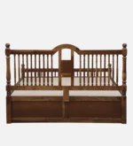 Zelvyn Teak Solid Wood Queen Size Hydraulic Bed With Storage in Copper Teak Finish - Image 6