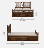 Zelvyn Teak Solid Wood Queen Size Hydraulic Bed With Storage in Copper Teak Finish - Image 8