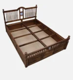 Zelvyn Teak Solid Wood Queen Size Hydraulic Bed With Storage in Copper Teak Finish - Image 9