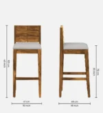 Zovian Solid Wood Bar Chairs in Elegant Walnut Finish (Set of 2) - Image 3
