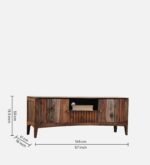 Nestara Solid Wood TV Cabinet with Glass Shutter Doors in Warm Chestnut - Image 2