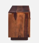 Caswell Engineered Wood TV Unit with Side Cabinets and Mesh Door in Walnut - Image 2