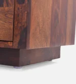 Caswell Engineered Wood TV Unit with Side Cabinets and Mesh Door in Walnut - Image 3