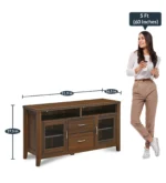 Luxora Solid Teak Wood TV Unit with Brass Inlay Handles in Dark Mahogany - Image 5