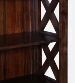 Driftola Mango Wood Book Rack with Rustic Distressed Finish and Iron Brackets - Image 6