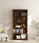 Driftola Mango Wood Book Rack with Rustic Distressed Finish and Iron Brackets