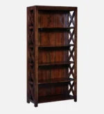 Driftola Mango Wood Book Rack with Rustic Distressed Finish and Iron Brackets - Image 8