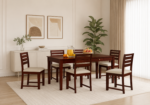 6 Seater Sheesham Wood Dining Table Set in Natural Finish for Dining Room