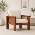 Aariv Solid Sheesham Wood 1 Seater Sofa Chair with Natural Teak Finish for Living Room & Bedroom