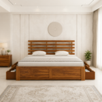 Alberta Solid Sheesham Wood Bed with Hydraulic Storage