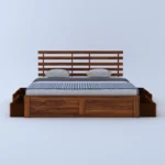 Alberta Solid Sheesham Wood Bed with Hydraulic Storage - Image 4