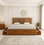 Alberta Solid Sheesham Wood Bed with Hydraulic Storage