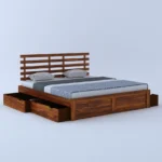 Alberta Solid Sheesham Wood Bed with Hydraulic Storage - Image 5
