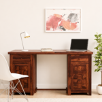 Alden Sheesham Wood Study Table in Scratch Resistant Provincial Teak Finish