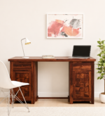 Alden Sheesham Wood Study Table in Scratch Resistant Provincial Teak Finish
