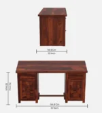 Alden Sheesham Wood Study Table in Scratch Resistant Provincial Teak Finish - Image 3