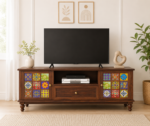 Alderon Sheesham Wood Entertainment TV Unit With Spacious Storage