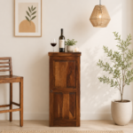 Aldrich Sheesham Wood Bar Cabinet in Scratch Resistant Smoked Oak Finish
