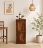 Aldrich Sheesham Wood Bar Cabinet in Scratch Resistant Smoked Oak Finish