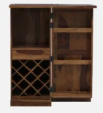 Aldrich Sheesham Wood Bar Cabinet in Scratch Resistant Smoked Oak Finish - Image 4