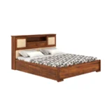 Alvora Sheesham Wood Bed with Box Storage in Provincial Teak Finish - Image 4