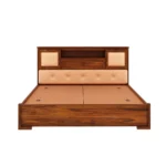 Alvora Sheesham Wood Bed with Box Storage in Provincial Teak Finish - Image 6