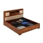 Alvora Sheesham Wood Bed with Box Storage in Provincial Teak Finish - Image 7