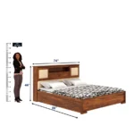 Alvora Sheesham Wood Bed with Box Storage in Provincial Teak Finish - Image 3