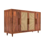 Artisan Sheesham Solid Wood Tall Cabinet with Spacious Shelves and Provincial Teak Finish - Image 4