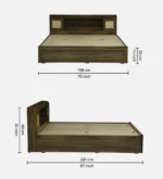Arvena Sheesham Wood Bed with Box Storage in Honey Finish - Image 3