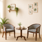 Ashford Sheesham Wood Coffee Table Set in Rustic Teak Finish With 2 Chairs