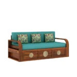 Ashford Sheesham Wood Sofa Cum Bed in Scratch Resistant Natural Wood Finish - Image 3